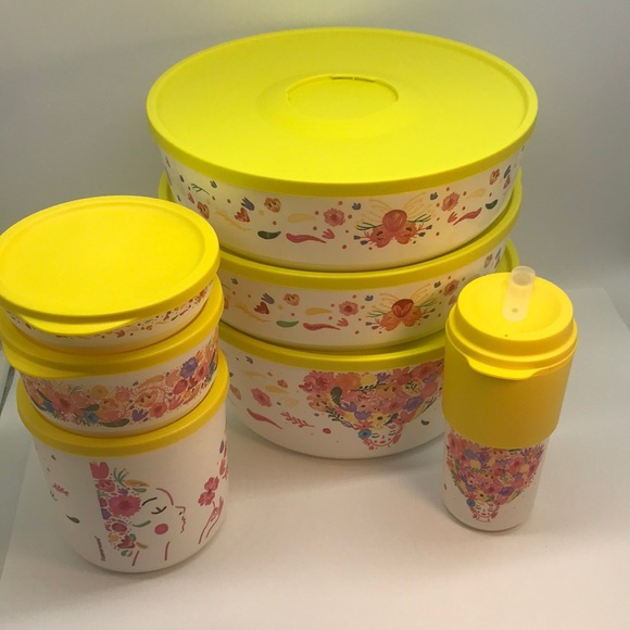 Tupperware New Bowl Floral Set of 7